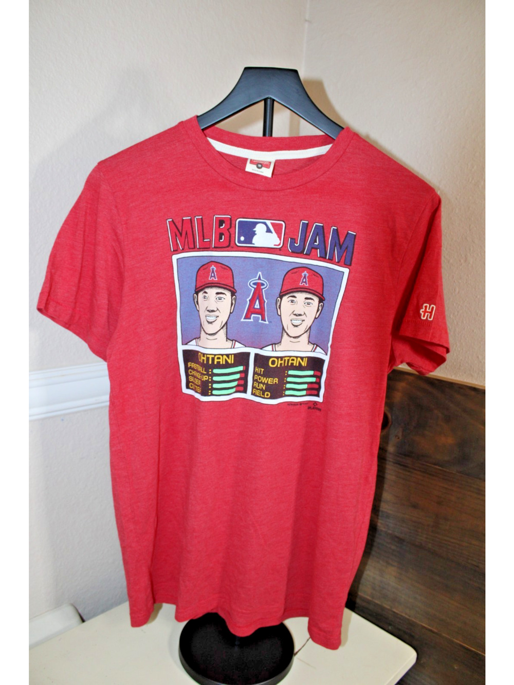 Shohei Ohtani Vs Ohtani MLB Jam Homage T Shirt Angels Two Way Player Red Men’s M
